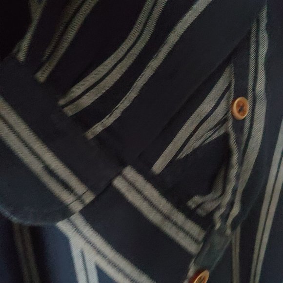 Zara Mens Size Large  Navy/White Striped 99%  Very Soft Cotton Slim fit… - Picture 6 of 8